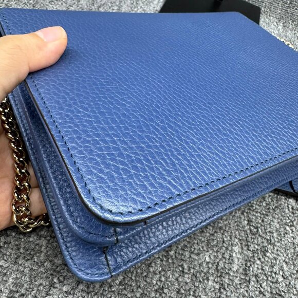 GUCCI Interlocking G Blue Leather Shoulder Bag 650-081525 - Picture 9 of 15